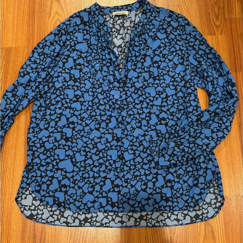 Zadig & Voltaire Black and Blue Heart Blouse